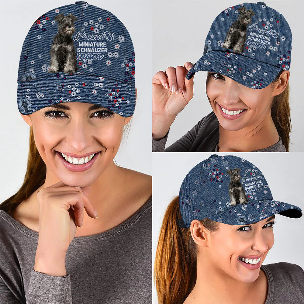 Miniature Schnauzer In Baseball Cap Hat/ Cap Hat For Mom/ Dog Cap Hat Flower Pattern