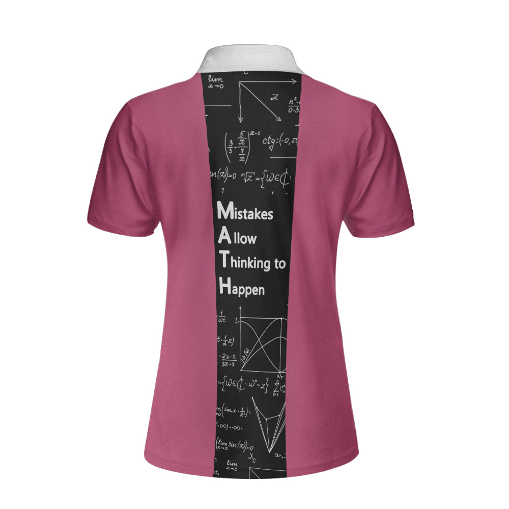 Mistakes Allow Thinking To Happen Math Short Sleeve Women Polo Shirt/ Funny Teacher Shirt For Women Coolspod