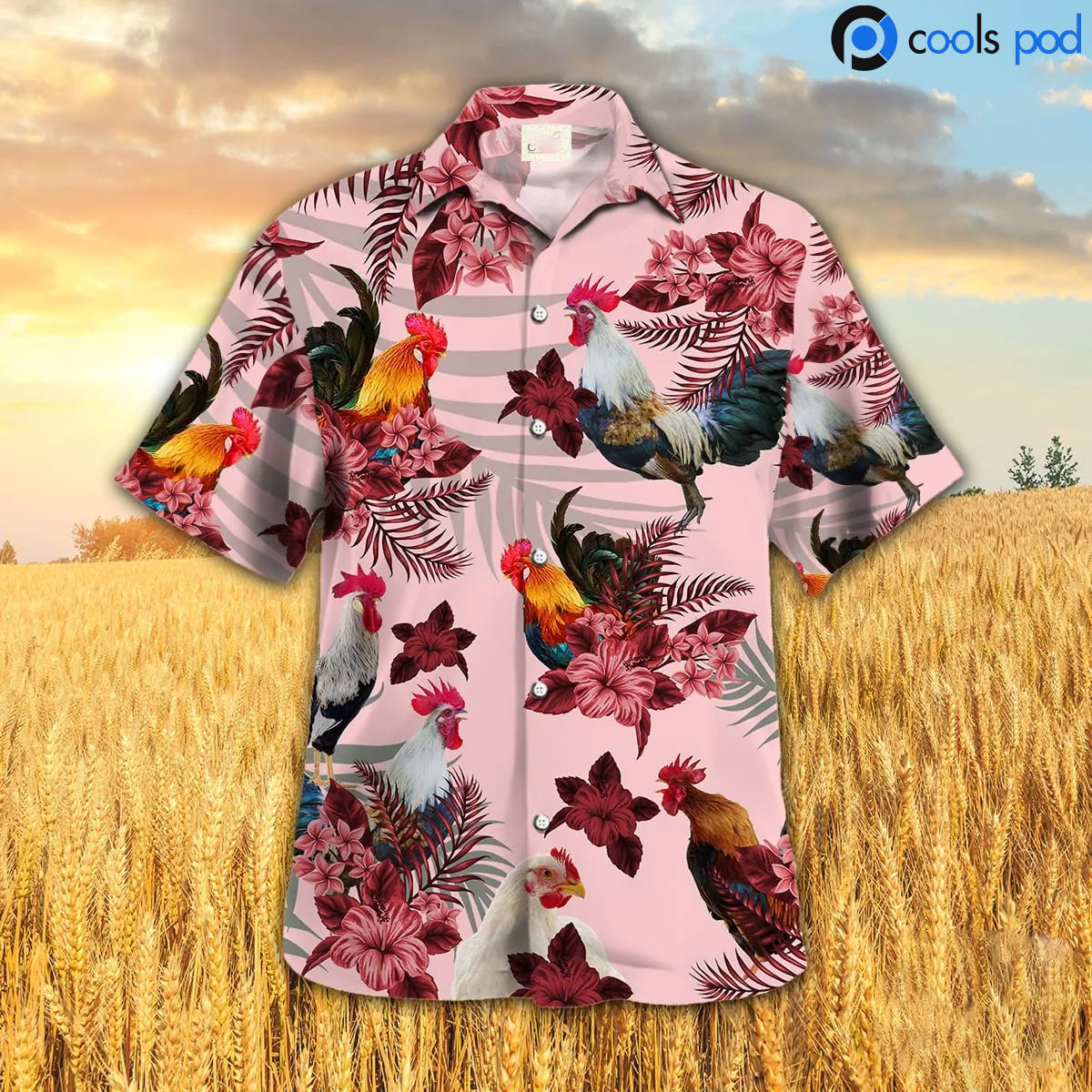 Chicken Hibiscus Hawaiian Shirt/ Rooster Hawaiian Shirt/ Hawaii Shirt For Chicken Lovers