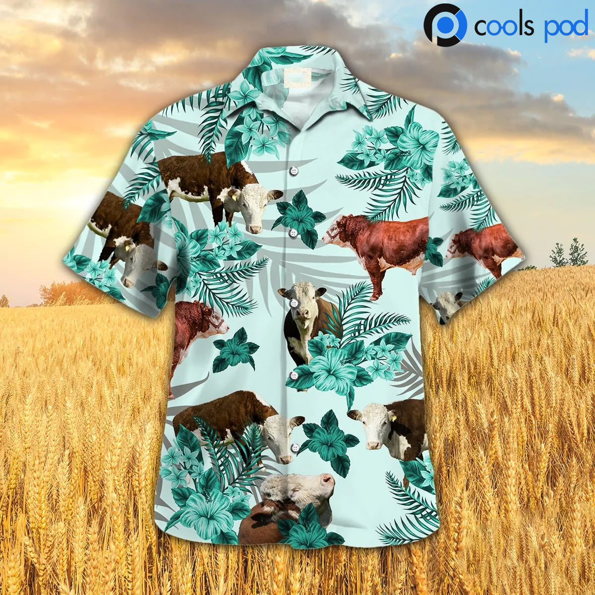 Hereford Hibiscus Hawaiian Shirt/ Farmer Best Hawaiian Shirt For Men Women