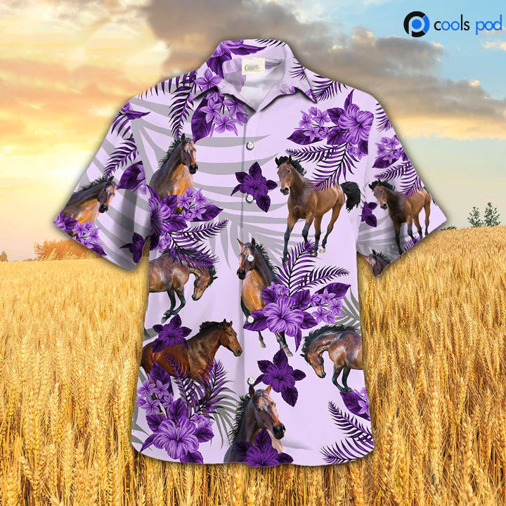 Horse Hibiscus Hawaiian Shirt/ Hawaiian Shirt For Men Women/ Gift For Horse Lovers