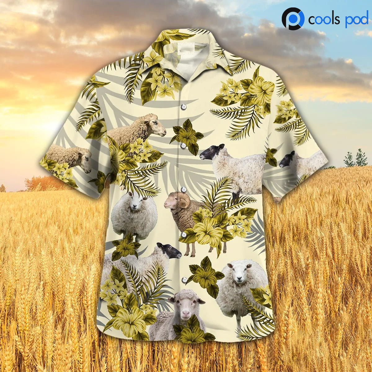 Sheep Hibiscus Yellow Pattern Hawaiian Shirt/ Sheep Premium Hawaiian Shirts For Men Women