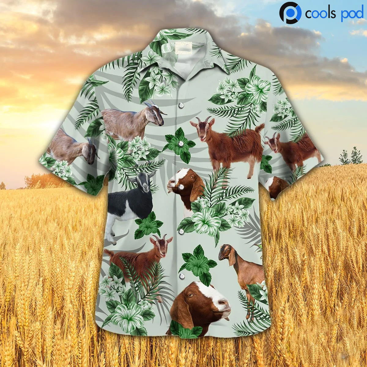 Goat Hibiscus Tropical Hawaiian Shirt/ Goat Men Hawaiian Shirt/ Goat Women Hawaiian Shirts