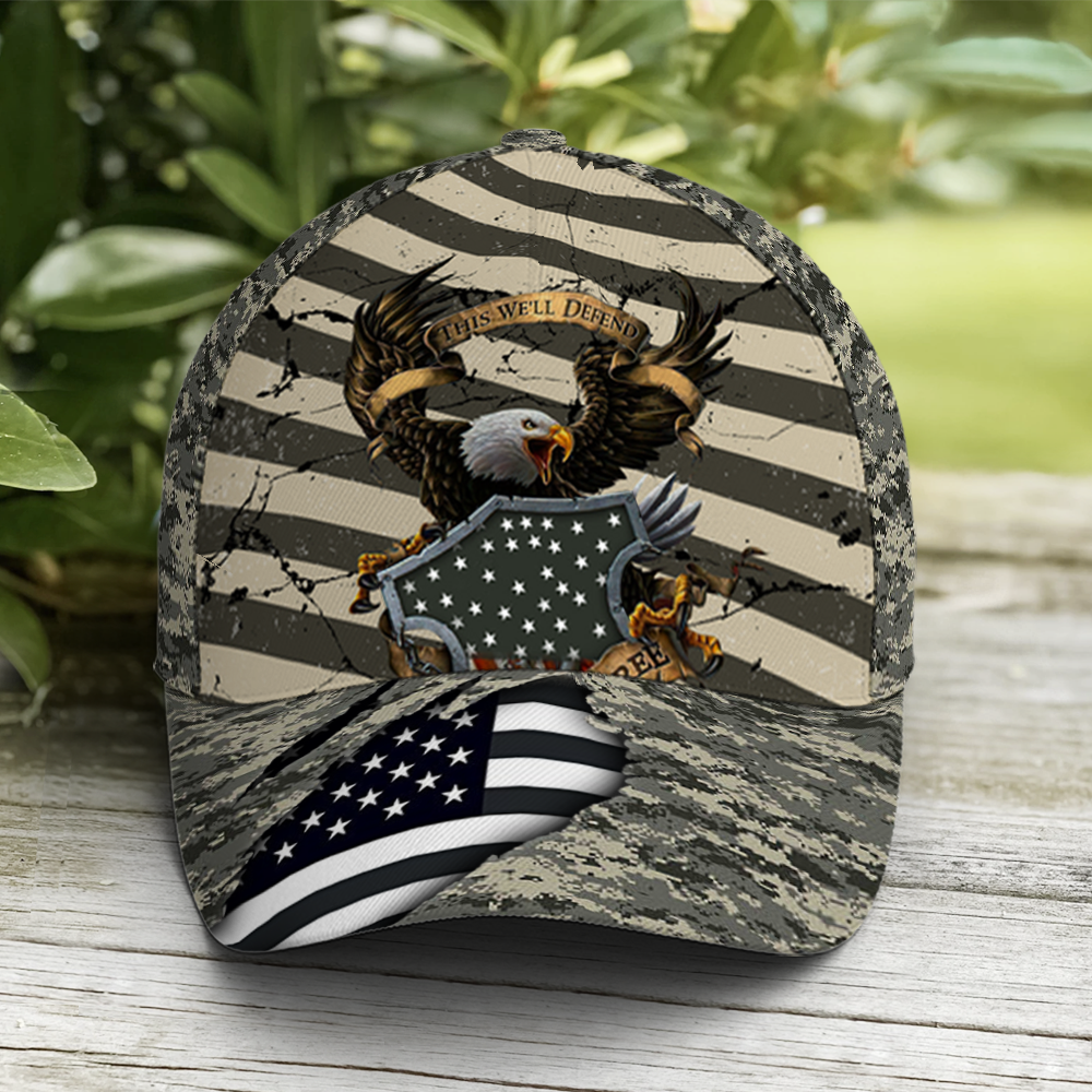 Eagle Veteran US Flag Camo Pattern Baseball Cap Coolspod