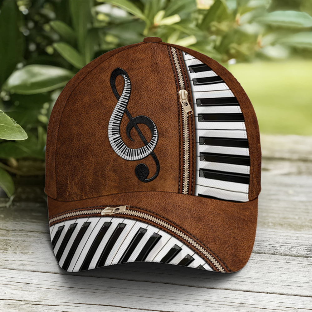 Piano Music Theme Leather Style Vintage Baseball Cap Coolspod