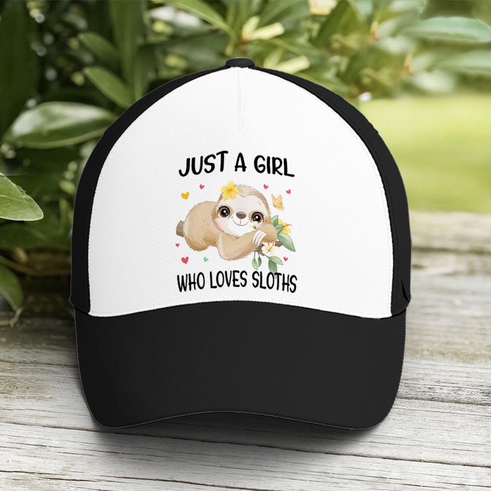 Just A Girl Loves Sloths Floral Baseball Cap Coolspod