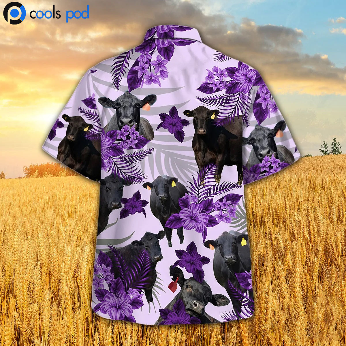 Black Angus Hibiscus Hawaiian Shirt For Men Women/ Purple Hawaiian Shirt Short Sleeve For Men Women
