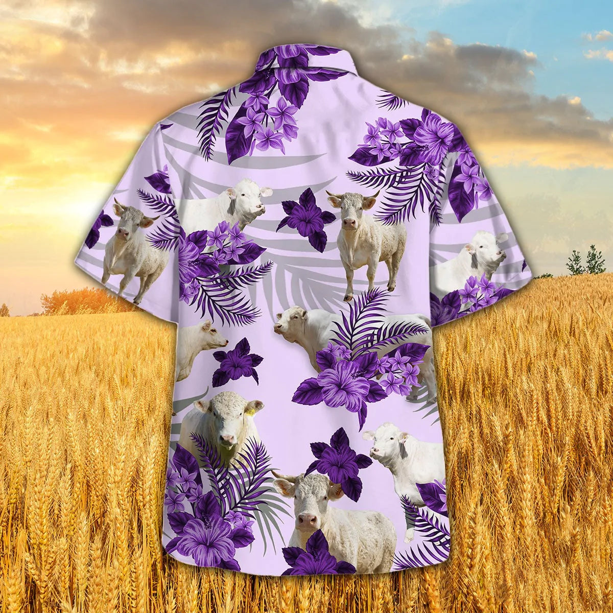 Charolais Hibiscus Hawaiian Shirt/ Farm Cow Hawaii Aloha Beach Shirt For Men Women