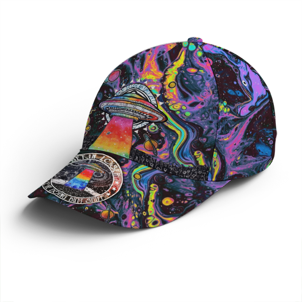 Get In Loser Psychedelic Style Spaceship Baseball Cap Coolspod