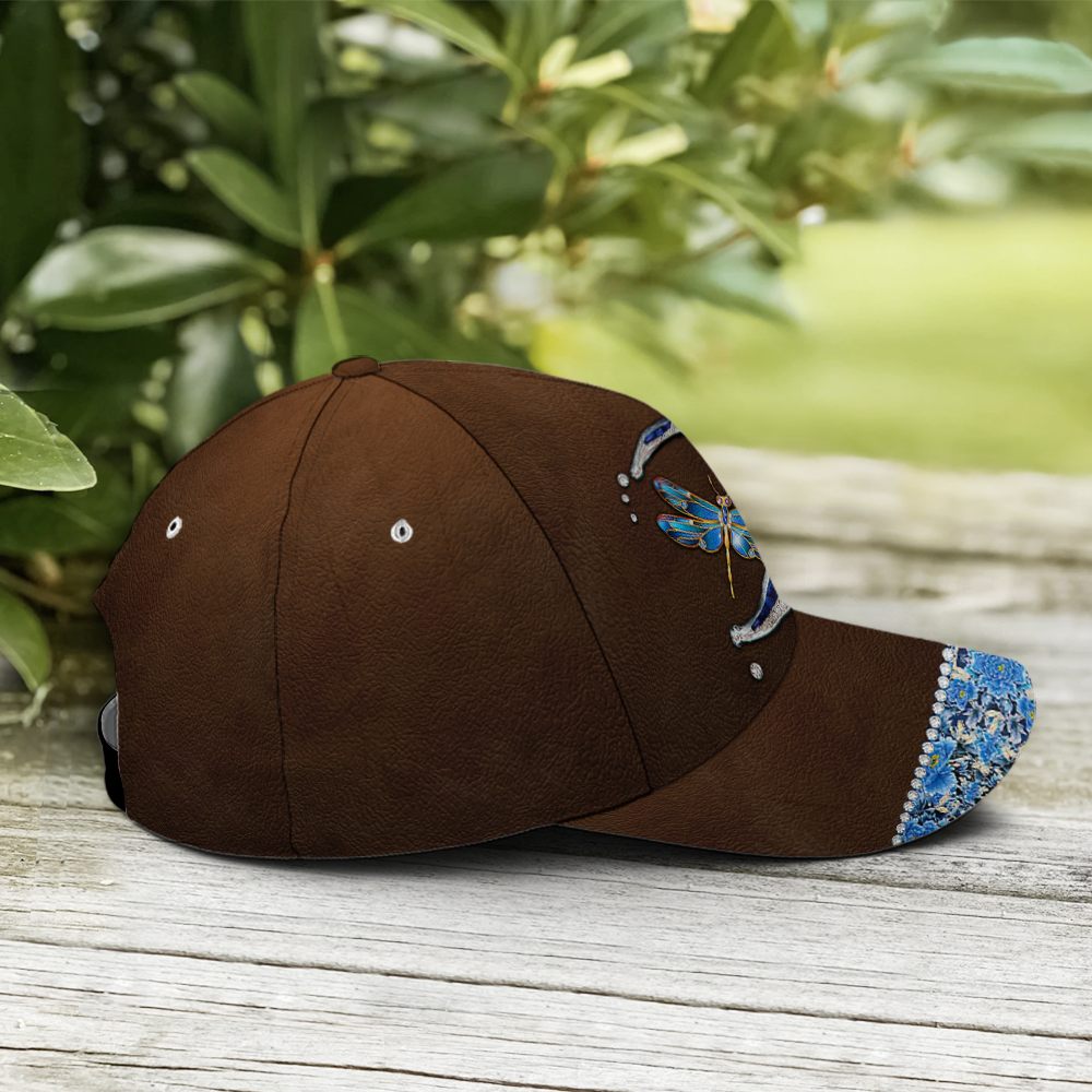 Dragonfly Crescent Jewel Leather Style Baseball Cap Coolspod