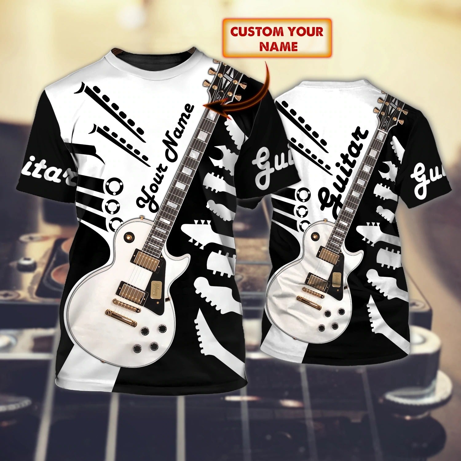 Personalized 3D T Shirt For Guitar Lovers/ Love Bass Guitar 3D Shirt/ Guitar Shirt