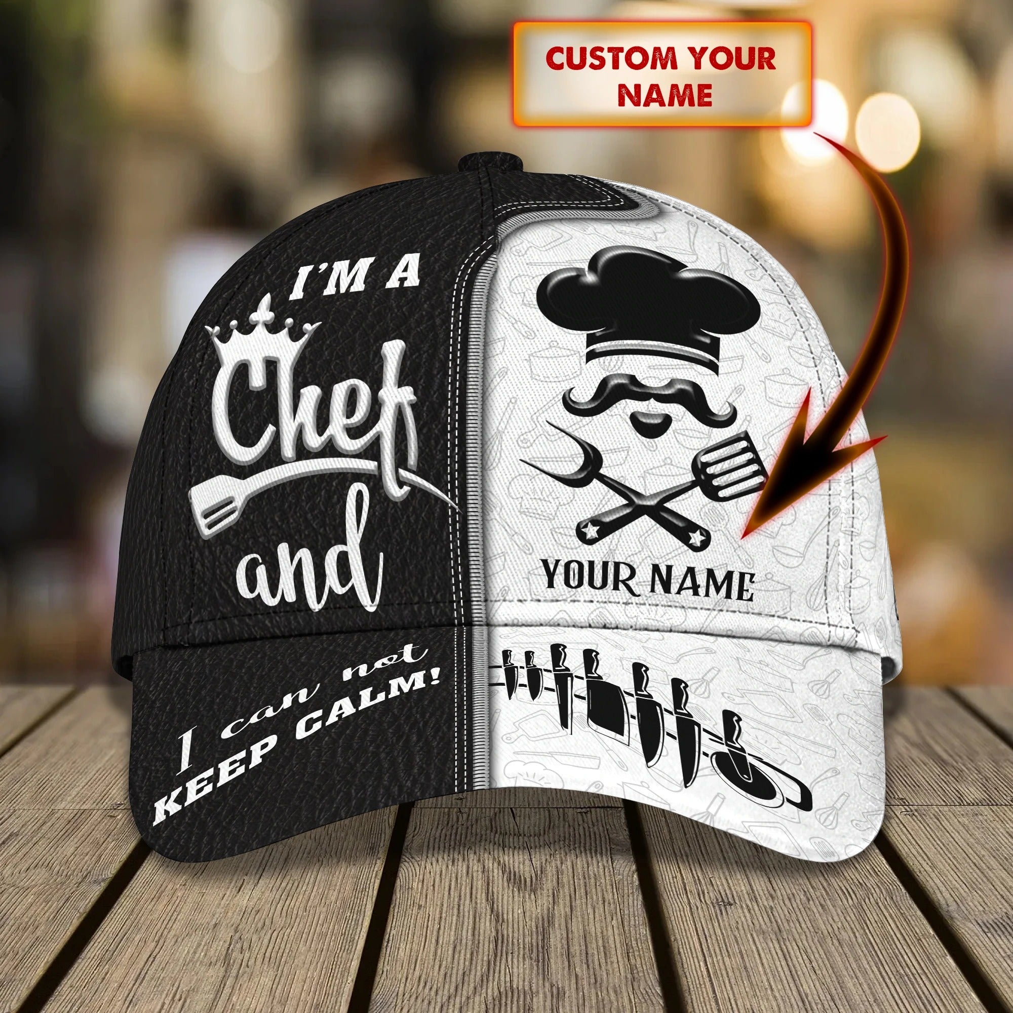 Personalized 3D Full Printed Chef Cap/ Master Chef Birthday Present/ Classic Cap Hat For Chef