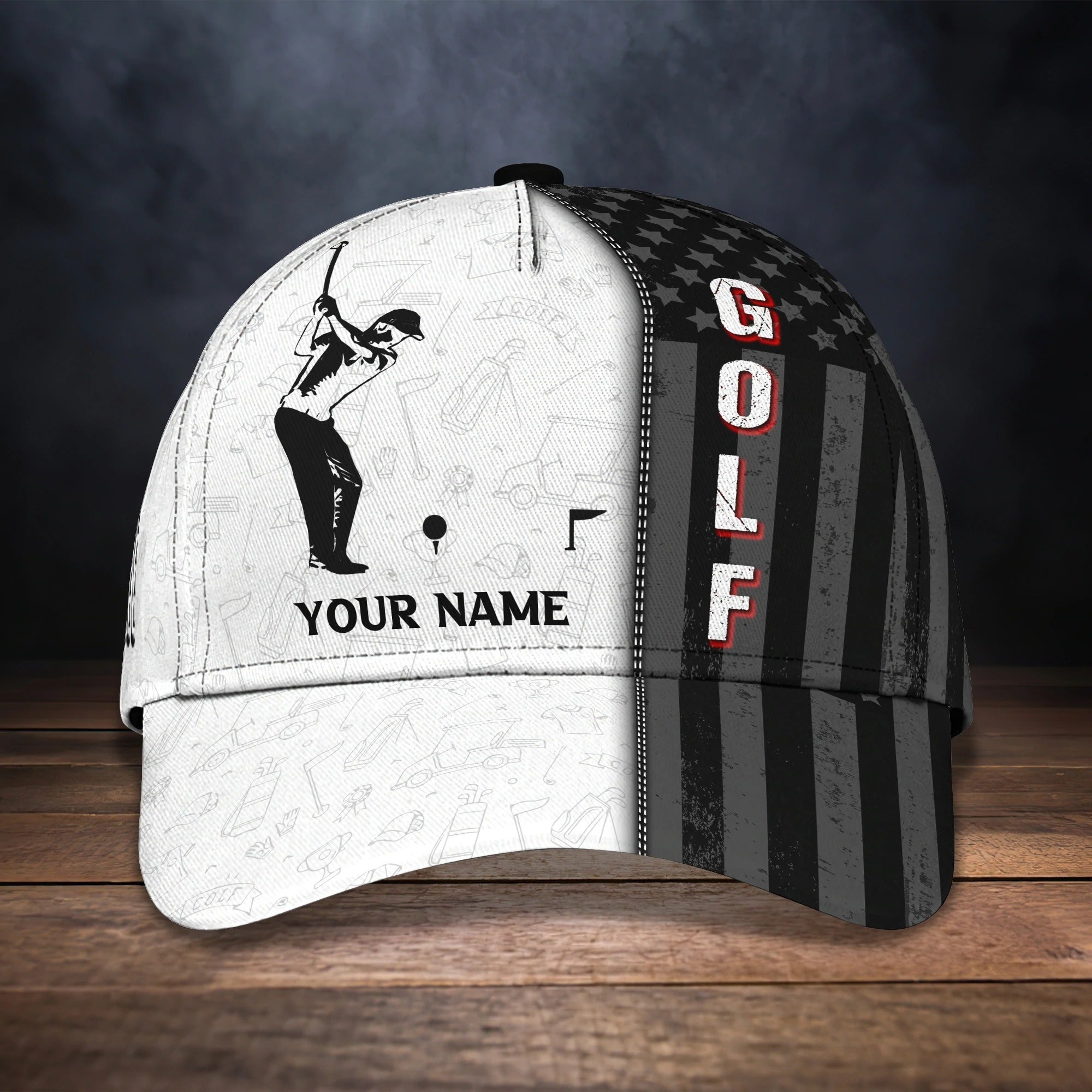 Personalized With Name Mens Golf Hat/ 3D Full Print Baseball Cap For Golfer/ All Over Print Golf Caps