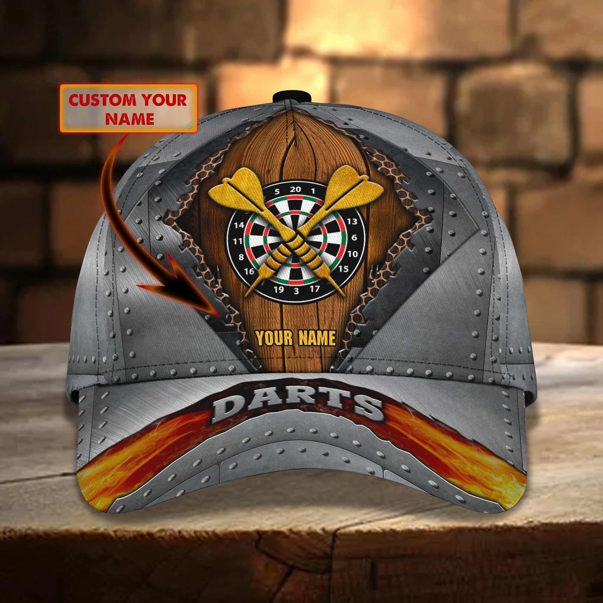 Custom With Name 3D Full Print Baseball Darts Cap/ Classic Cap For Darter/ Dart Lover Present Birthday Gift Darter
