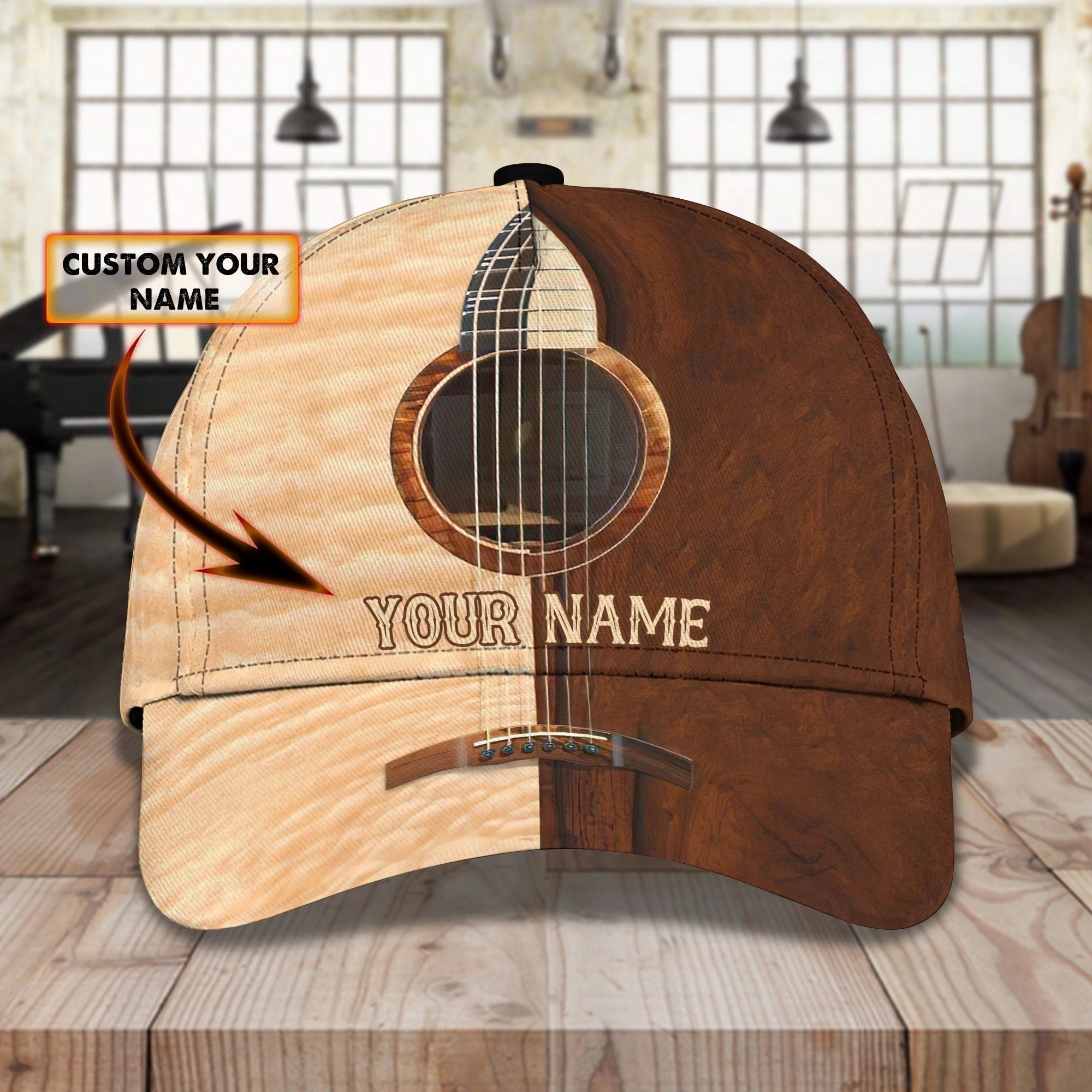 Customized Name Guitar Classic Cap Hat Full Printed For Man And Woman/ Guitar Music Creative Baseball 3D Cap