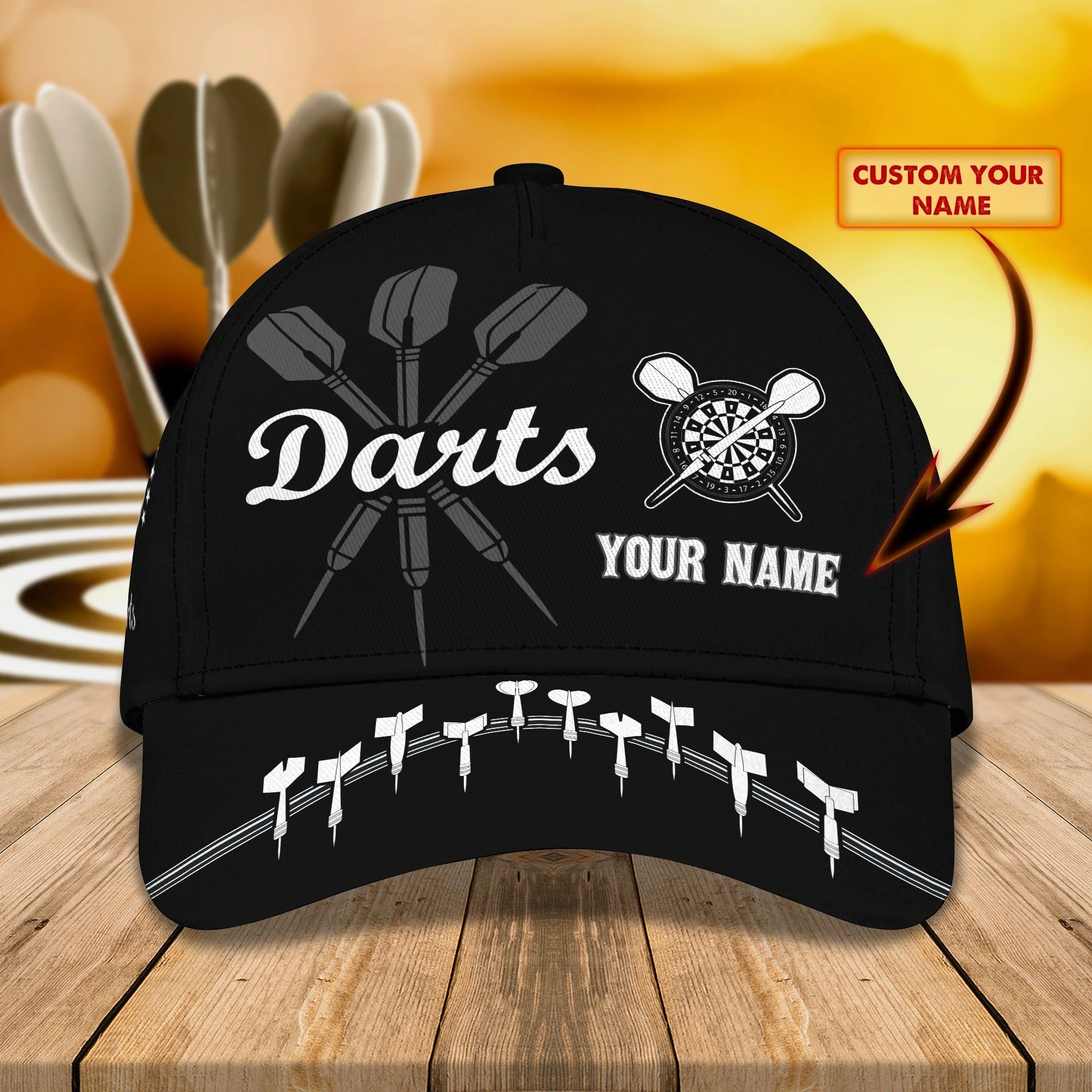 Custom Cool Dart Cap For Dart Boy Girl/ Dart And Beer Baseball 3D Cap Hat/ To Husband Darter Cap Hat