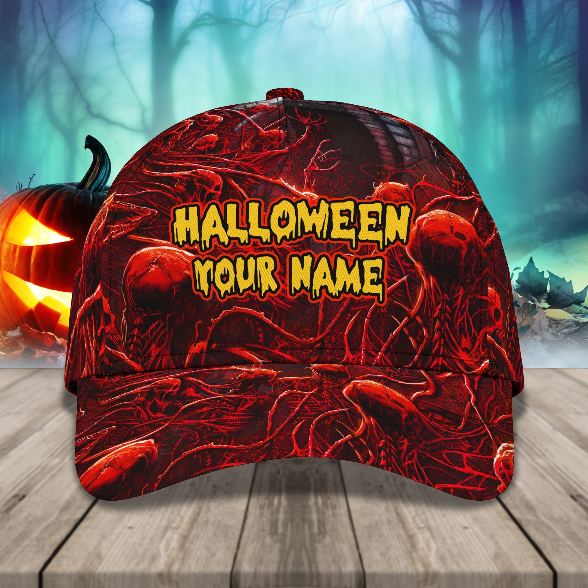 Skull Halloween Hats Custom Name Baseball Cap 3D/ Hat with Adjustable Snap For Mens Women