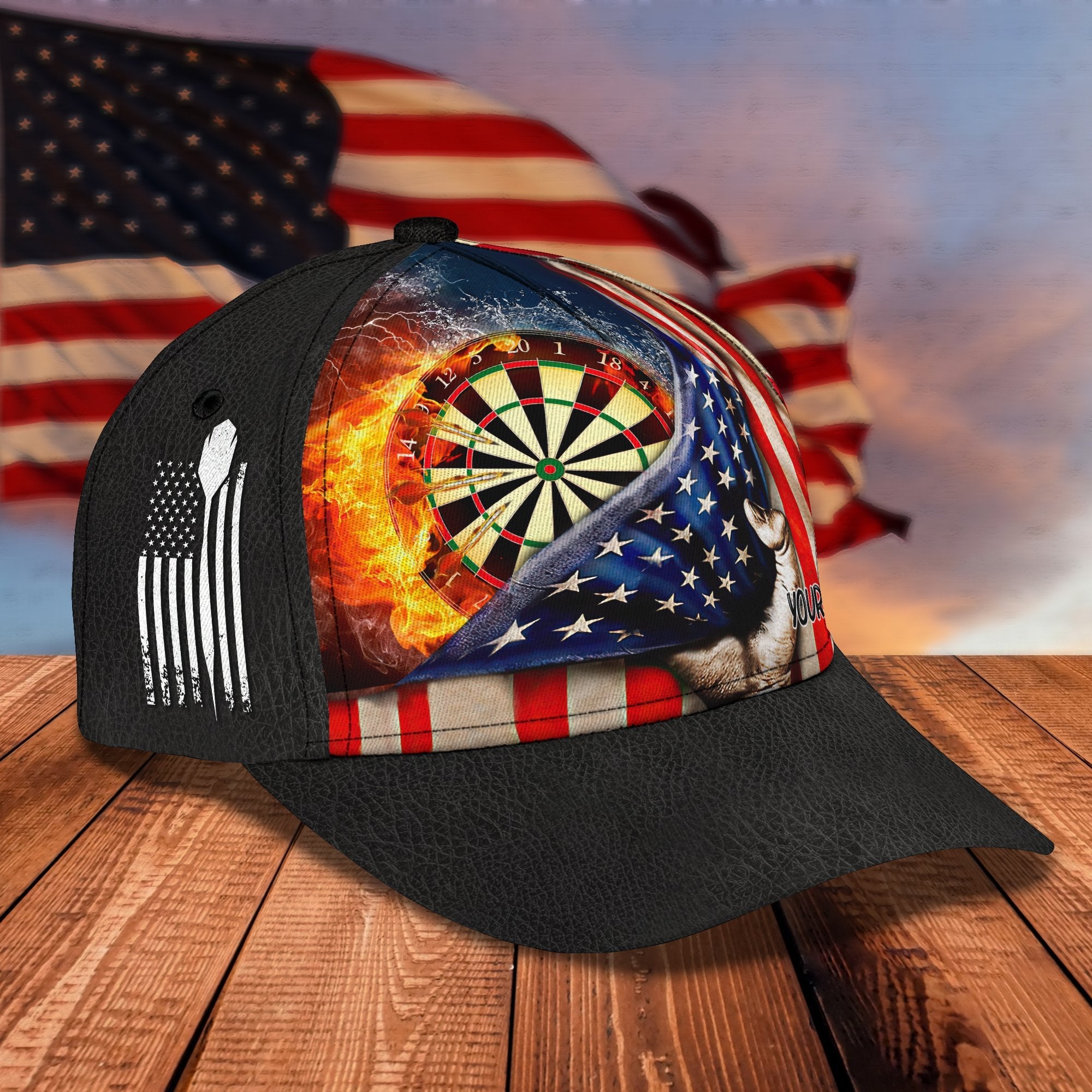 Personalized 3D Full Printed Dart Cap Hat/ Dart on Fire Classic Cap/ Cap for Dart Lover