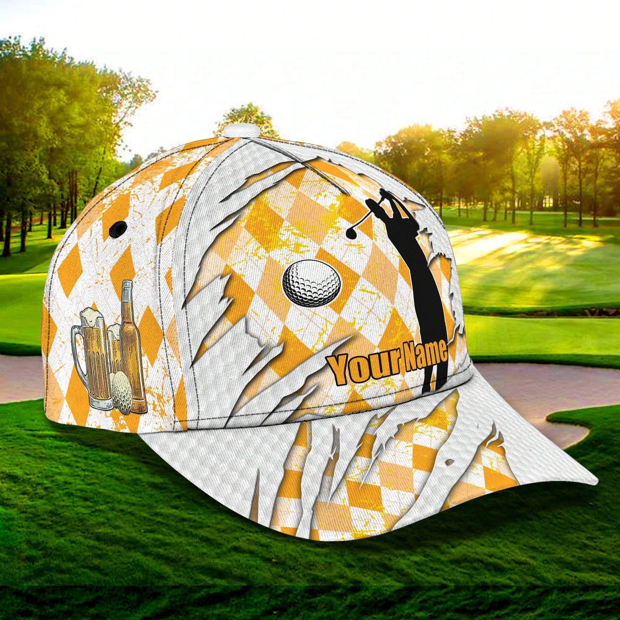 Custom With Name Baseball Cap For Golfer/ I Like Golf And Guitar 3D Cap Hat/ Golf Hat Mens