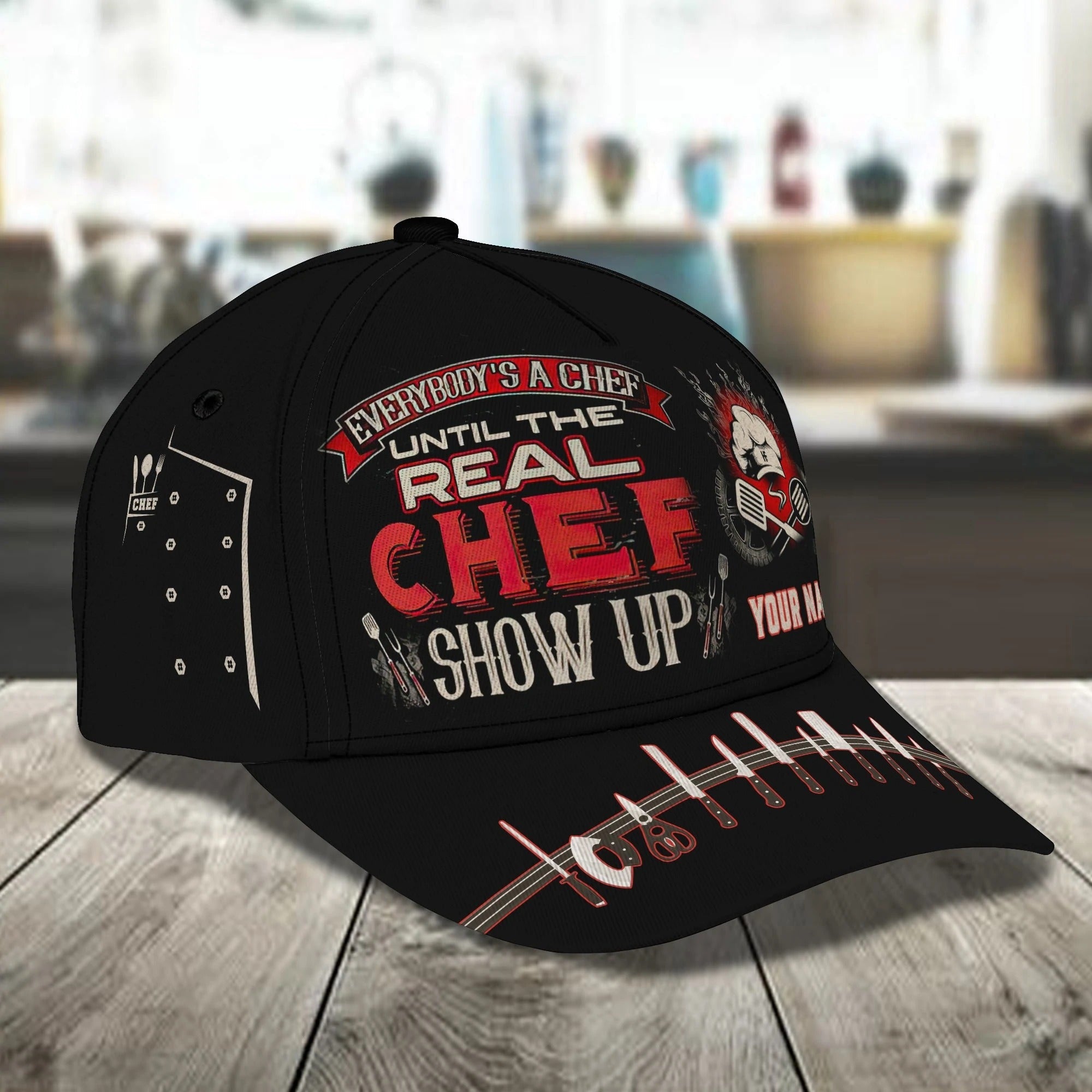 Custom With Name Chef Gear And Uniform Black Baseball Cap For Master Chef/ Premium Quality Classic 3D Chef Cap