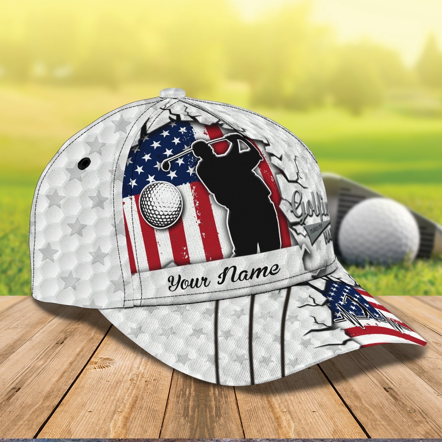 Personalized Golfing Baseball Cap 3D Hat For Men And Woman/ Golfing Make Me Happy/ Golf 3D Cap Hat