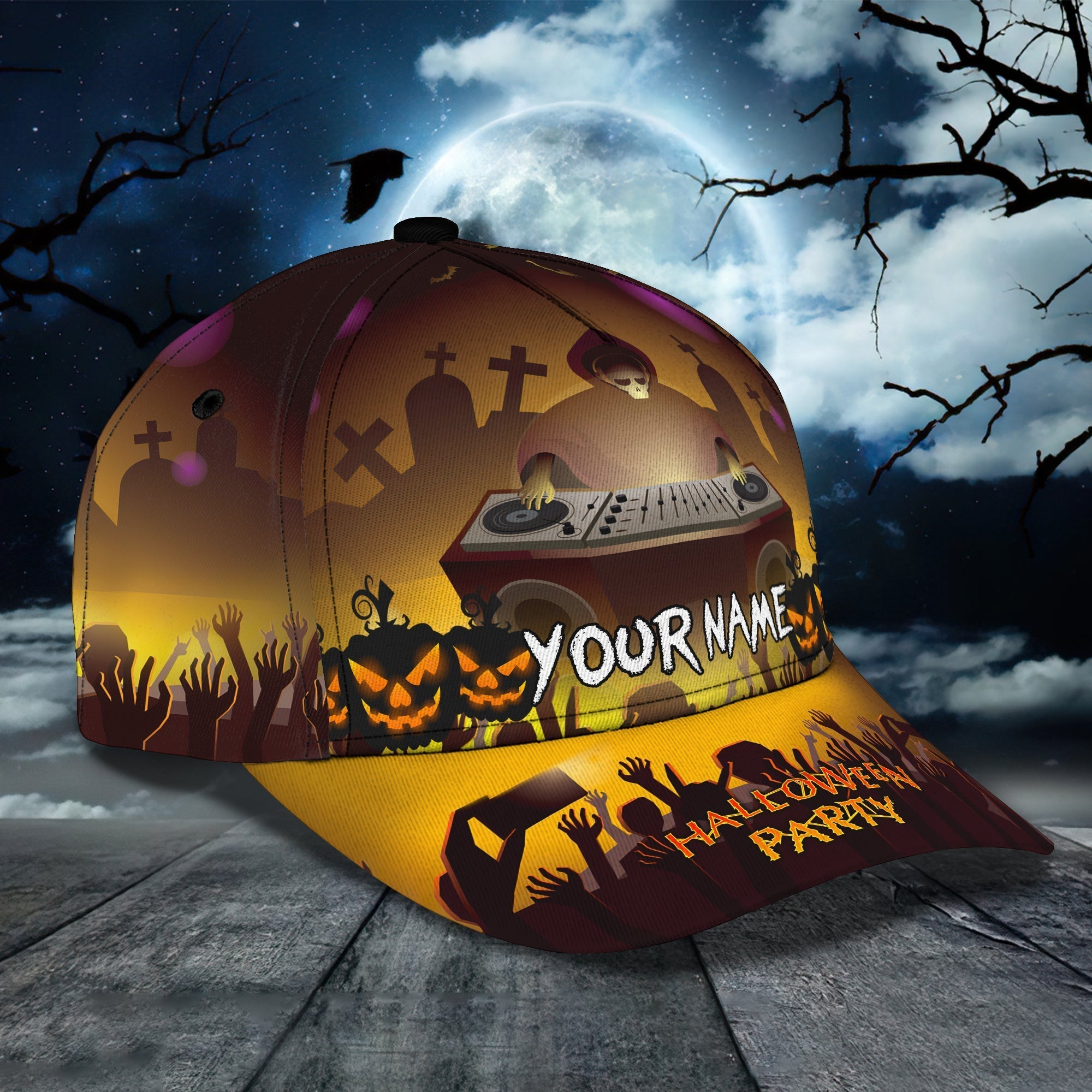 Style Halloween Dj Hat Customize Word Baseball Hat 3d/ Cap with Adjustable Brim for Mens Womens