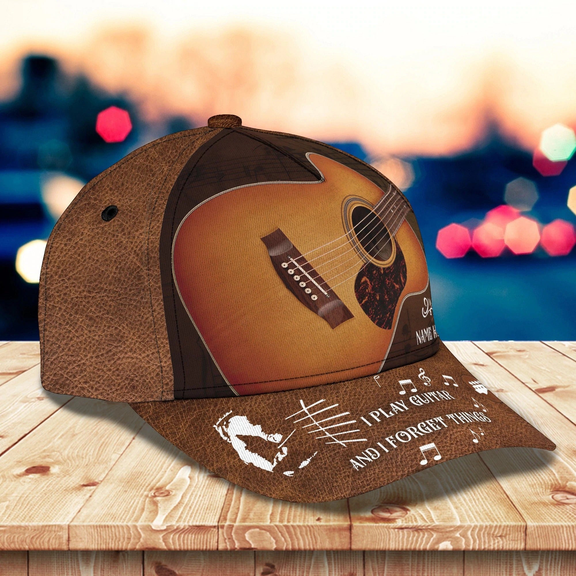 Custom Name Baseball Guitar Cap Hat/ I Play Guitar And I Forget Things 3D Cap For Musican Guitarist Cap