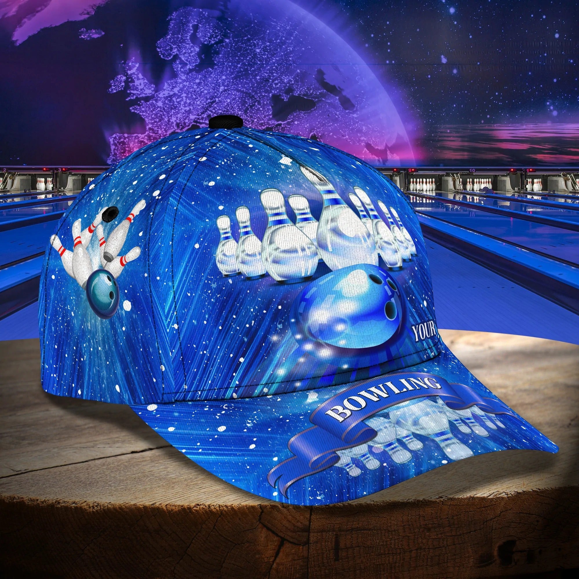 Customized Blue Bowling Cap Hat For Men Women/ Bowling Team Classic Cap Hat/ Best Gift For Bowler