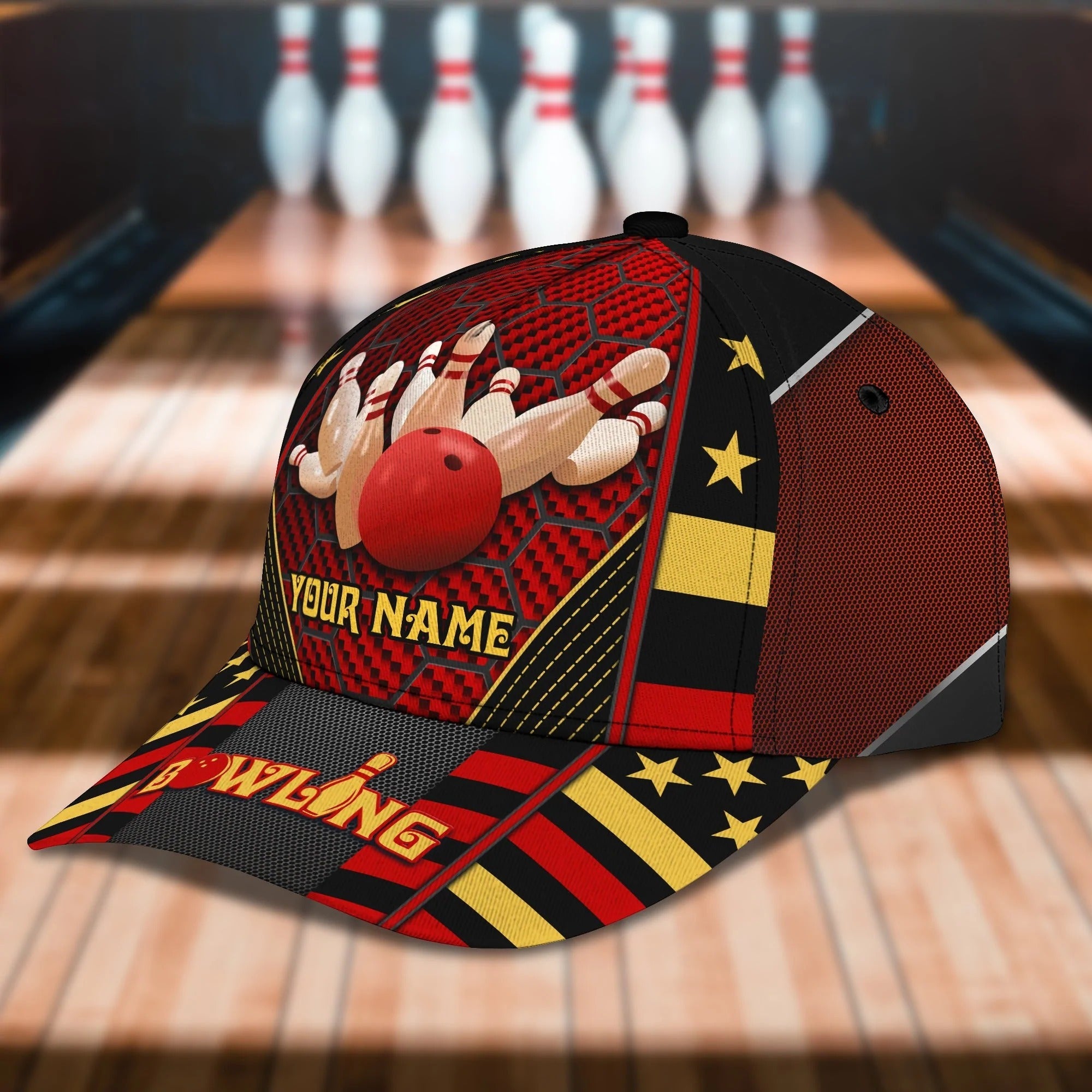 Custom Name Bowling Cap Hat/ Baseball Bowling Hat/ Men Bowling Hat/ Red Bowling Classic cap