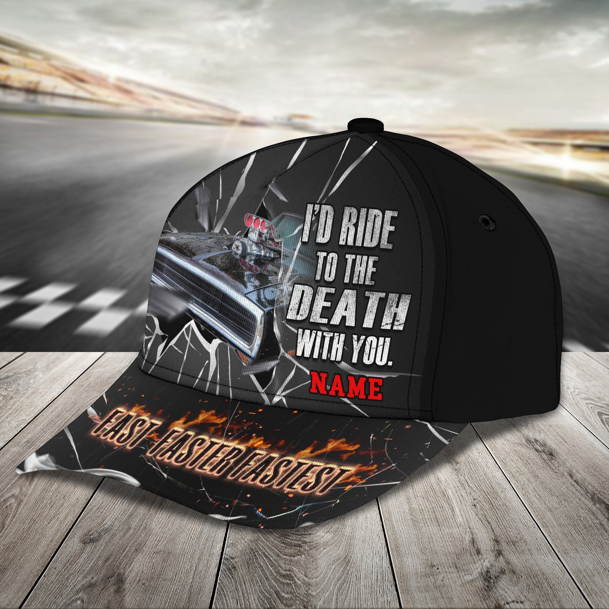 Customized 3D Racing Cap Hat For Men And Women/ Racing Till The Death/ Baseball Racing Cap Hat