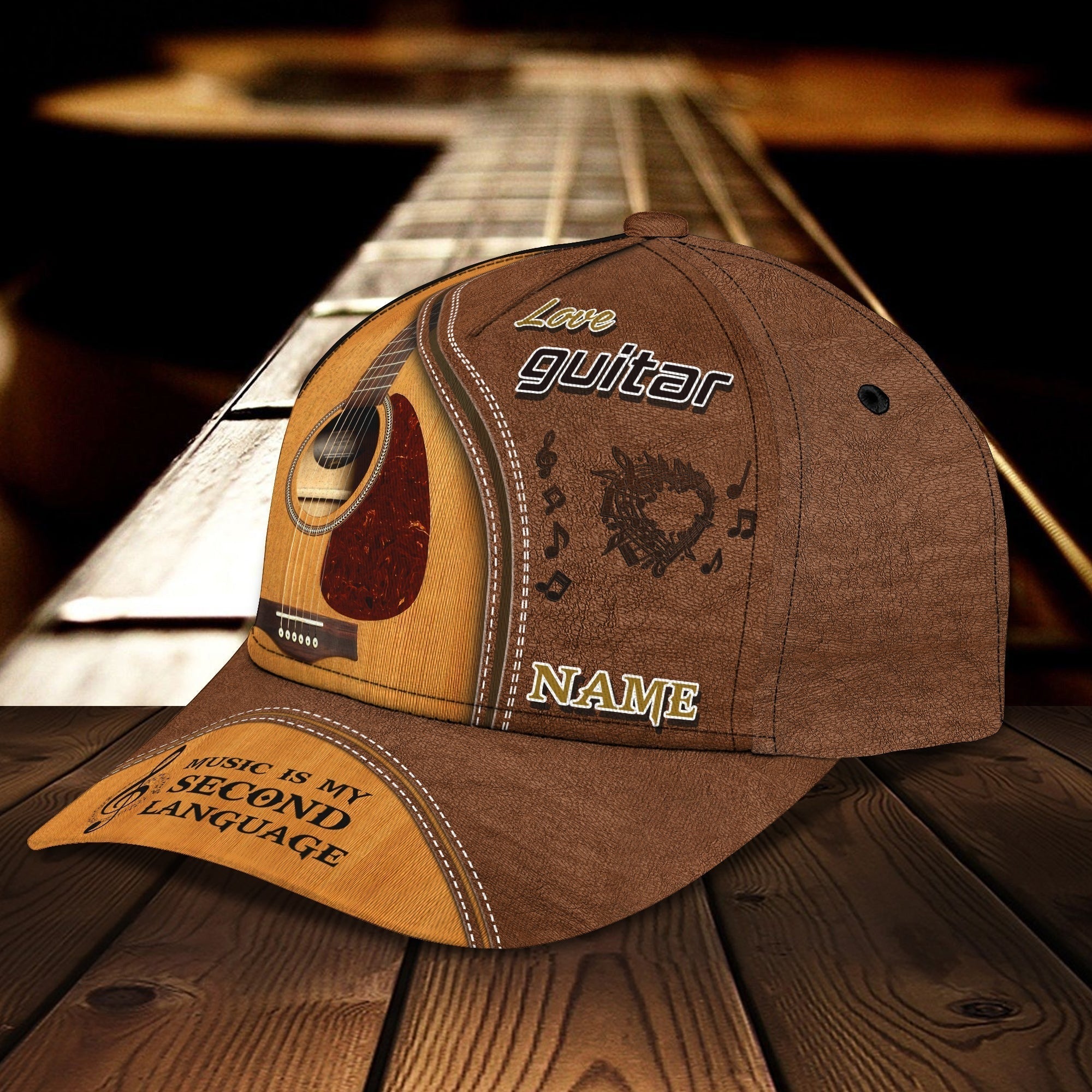 Customized Name Guitar Classic Cap Hat Full Printed For Man And Woman/ Guitar Music Creative Baseball 3D Cap