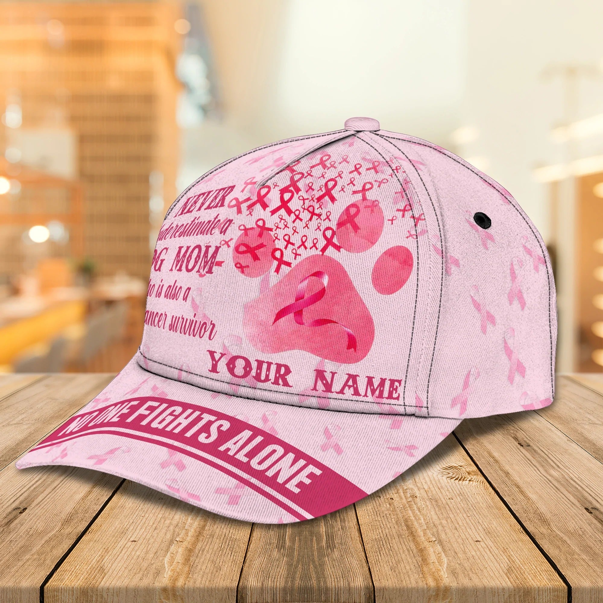 Custom Breast Cancer Survivor Mom Cap Hat/ No One Fight Alone Classic Cap/ Breast Cancer Gift