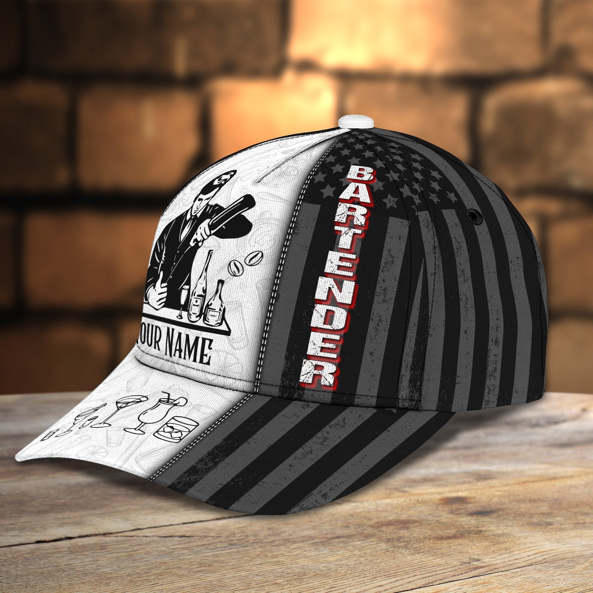 Personalized Bartender Cap/ Baseball Bartender Hat For Men/ Women/ Bartender Gifts