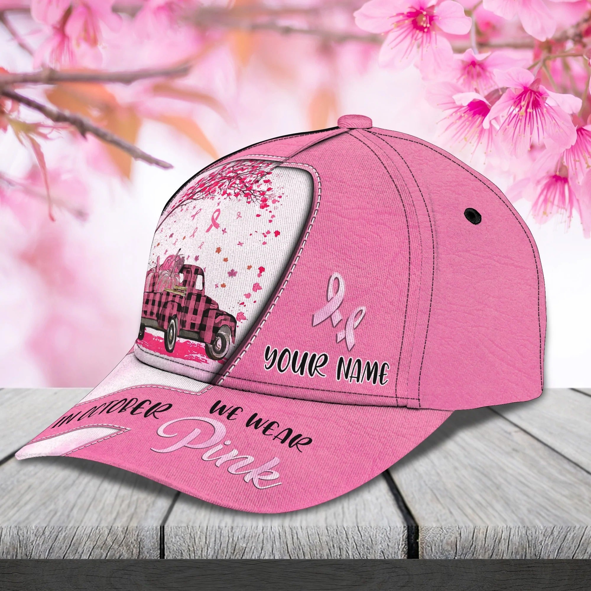 Personalized Breast Cancer Cap Hat For Women/ In October We Wear Pink Cap Hat