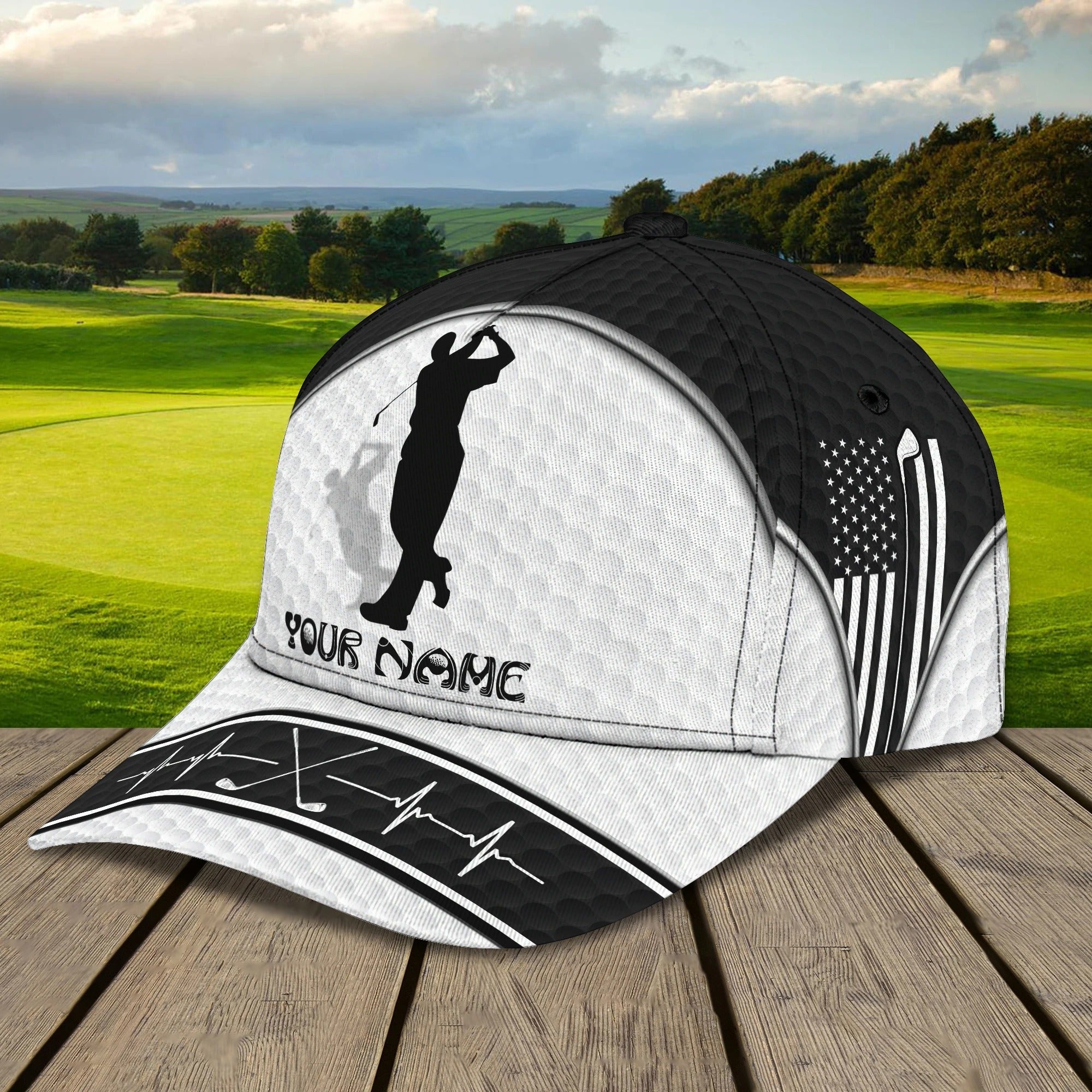 Custom With Name 3D Full Print Baseball Golf Cap/ Golfing Classic Hat For Men/ Birthday Gift To Golf Lovers