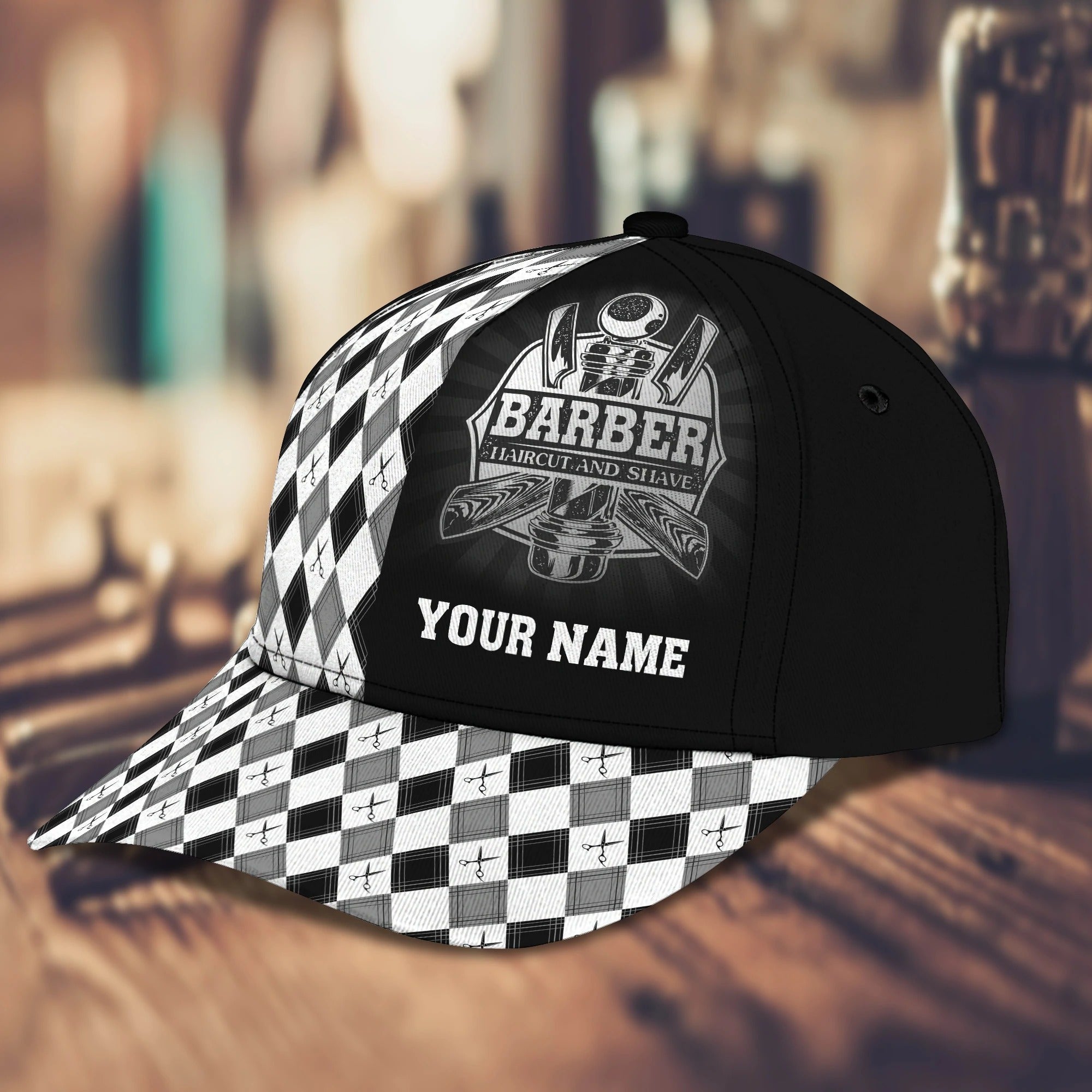 Personalized With Name 3D Full Printed Barber Classic Cap For Men And Woman/ Barber Cap Hat