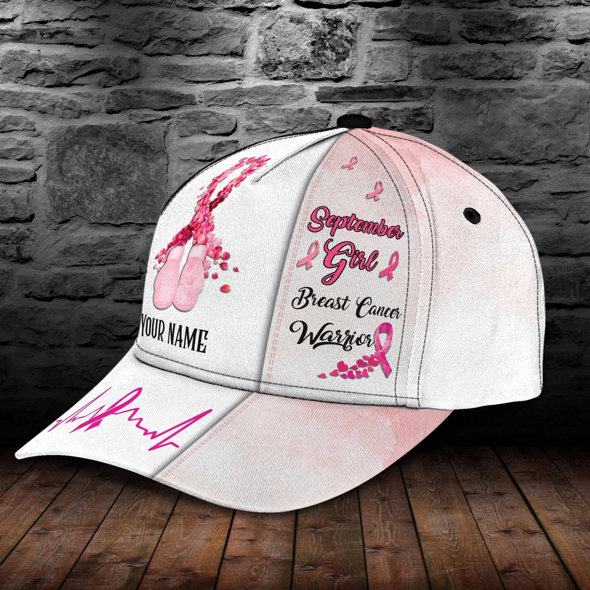 Custom Cap Hat For Breast Cancer Warrior Girl/ Cancer Awareness Cap hat