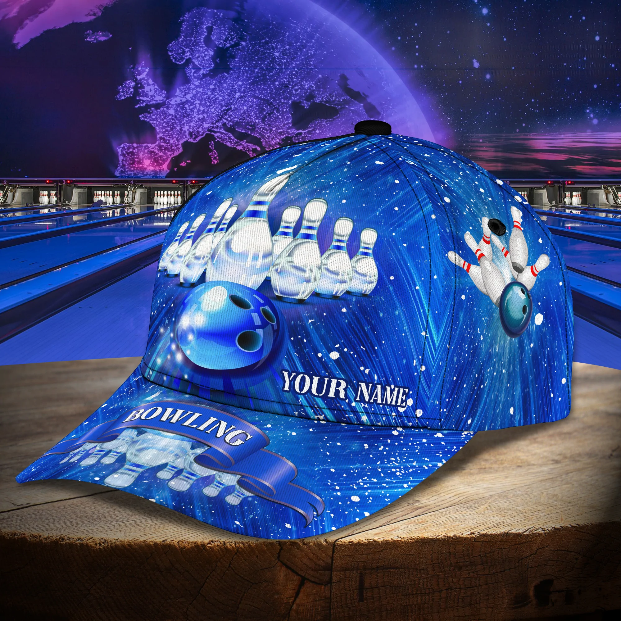 Customized Blue Bowling Cap Hat For Men Women/ Bowling Team Classic Cap Hat/ Best Gift For Bowler