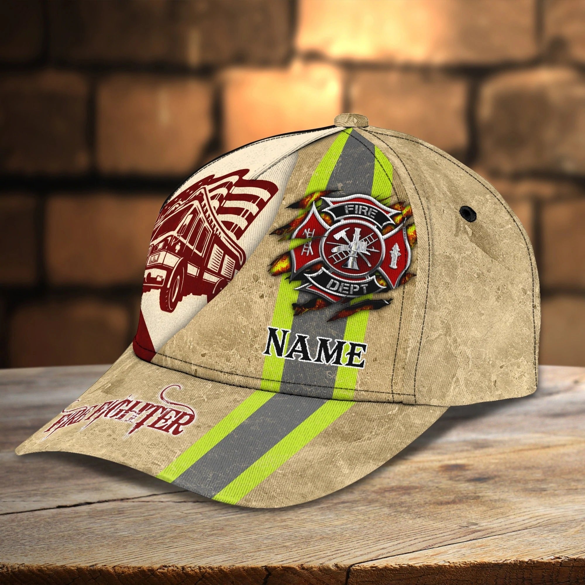 Custom With Name Fire Man Baseball Cap/ Classic 3D Full Print Hat Cap For Firefighters