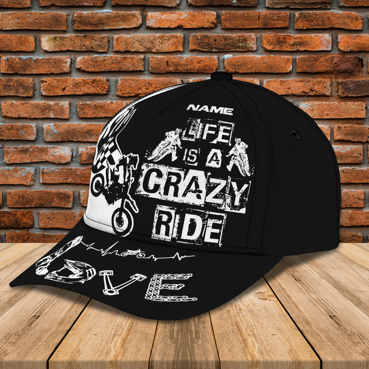 Personalized Motorcycle Racing 3D Full Printed Cap Hat/ Life Is A Crazy Ride Baseball Cap Hat