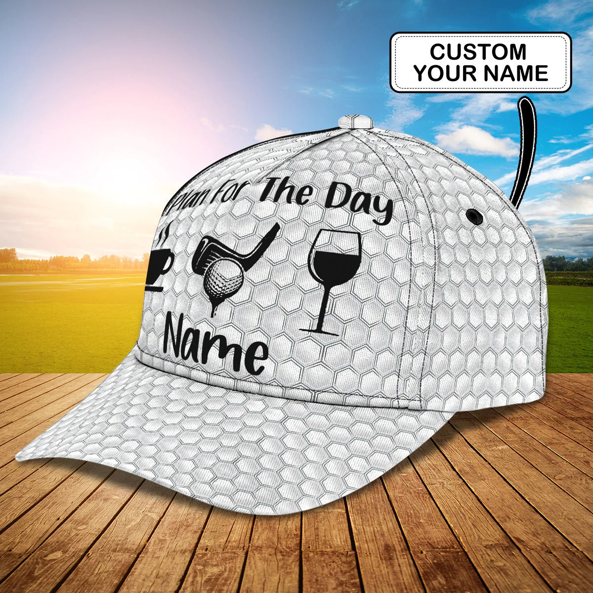 Custom With Name 3D Baseball Cap Hat For Golf Man/ Plan For The Day With Golf/ Gift A Golf Lover