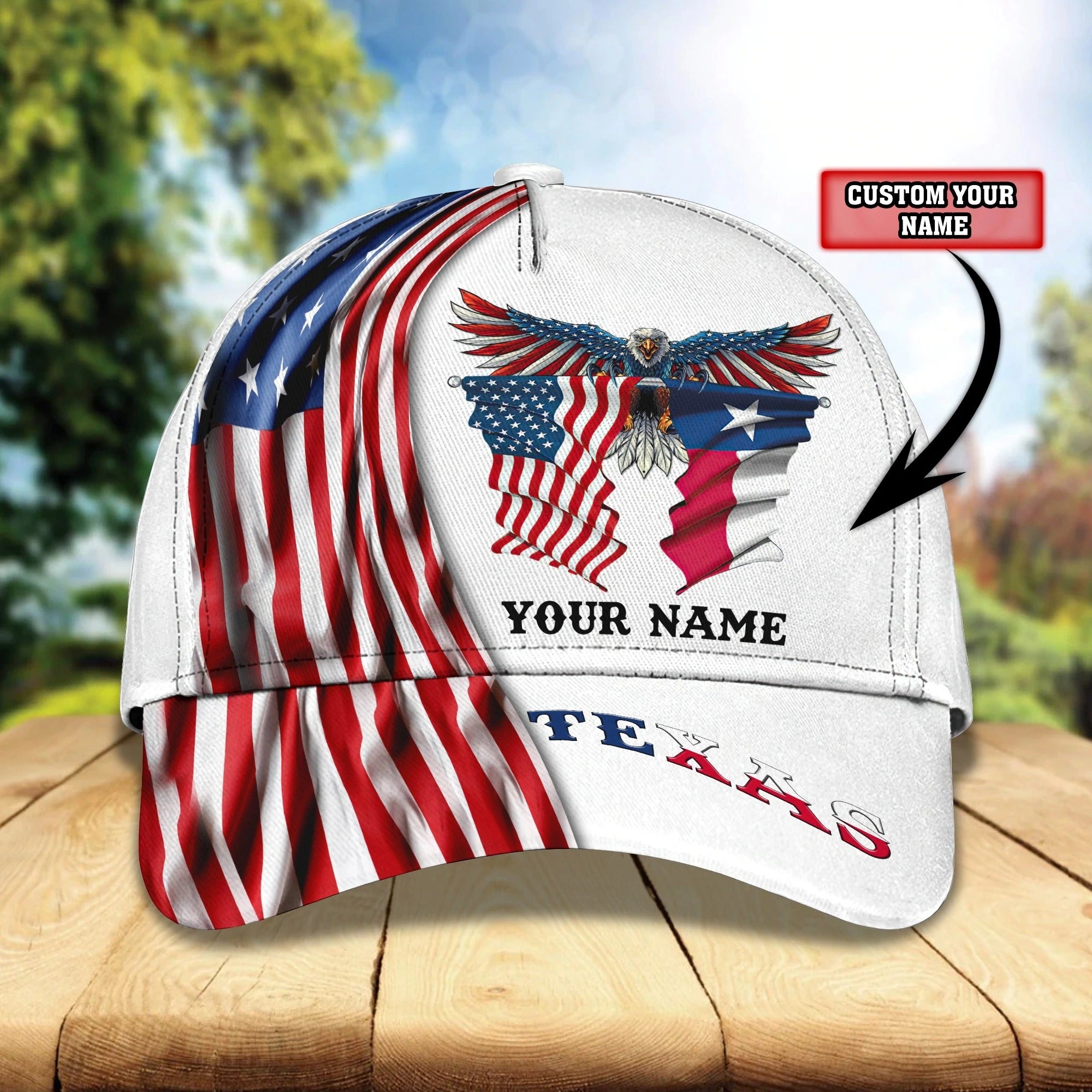 Custom With Name Texas Baseball Cap Hat/ American Support Texas 3D Cap Hat/ Eagle Texas Cap Hat