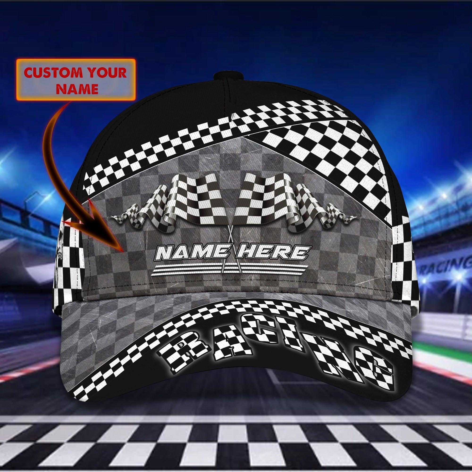 Custom With Name 3D Full Printed Baseball Cap For Racer/ Racer Cap/ Racing Hat For Men And Women