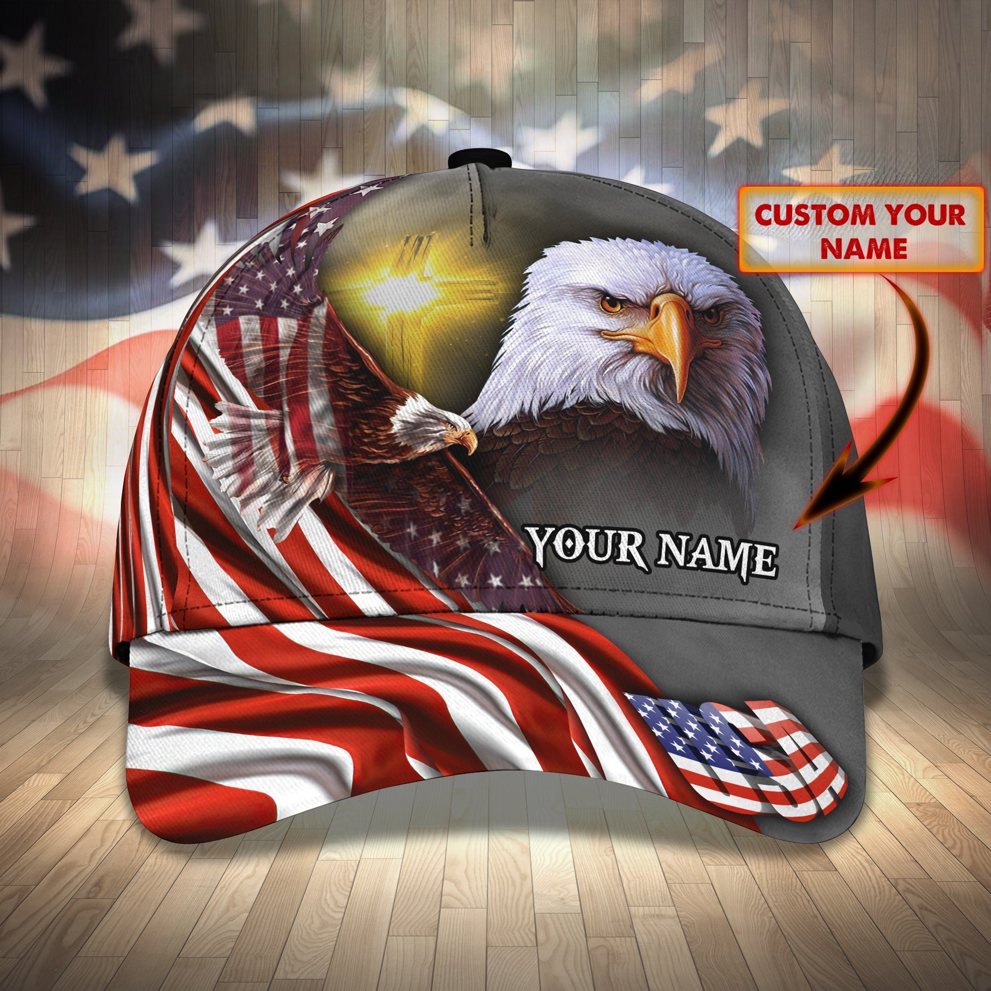 Personalized Usa Flag Cap Hat/ 3D Full Printed Independence''S Day Baseball Cap Hat/ Eagle Us Cap Hat
