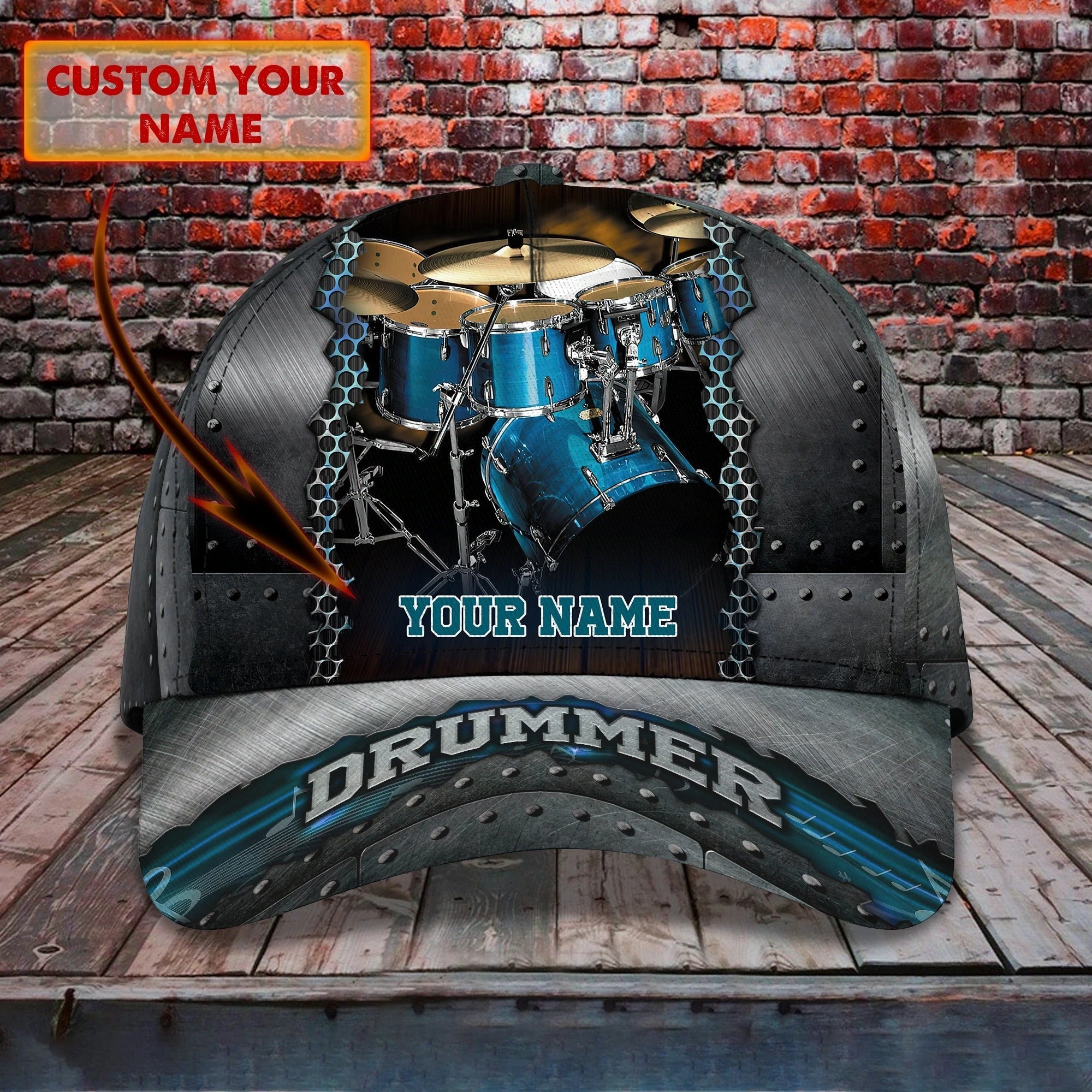 Custom Baseball 3D Cap Hat For Drummer/ Drum Caps Hats/ Birthday Present To Drum Lovers/ Drummer Gifts