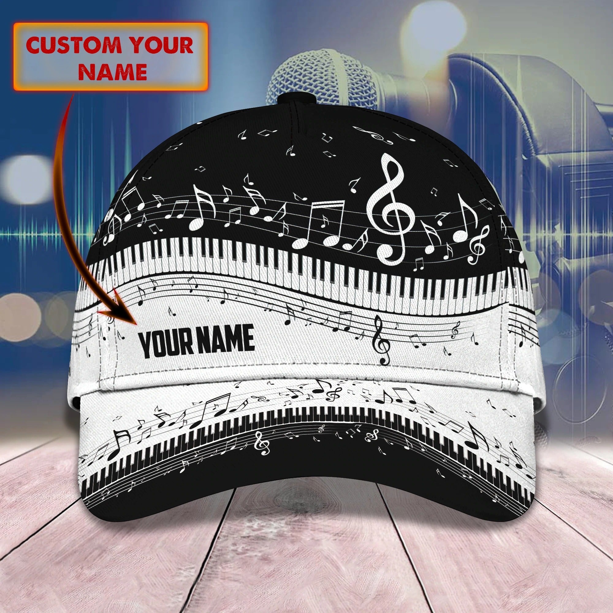 Custom Piano Baseball Cap Full Print For Piano Lover/ To My Wife/ Husband/ Son/ Daughter Piano Lover Gifts