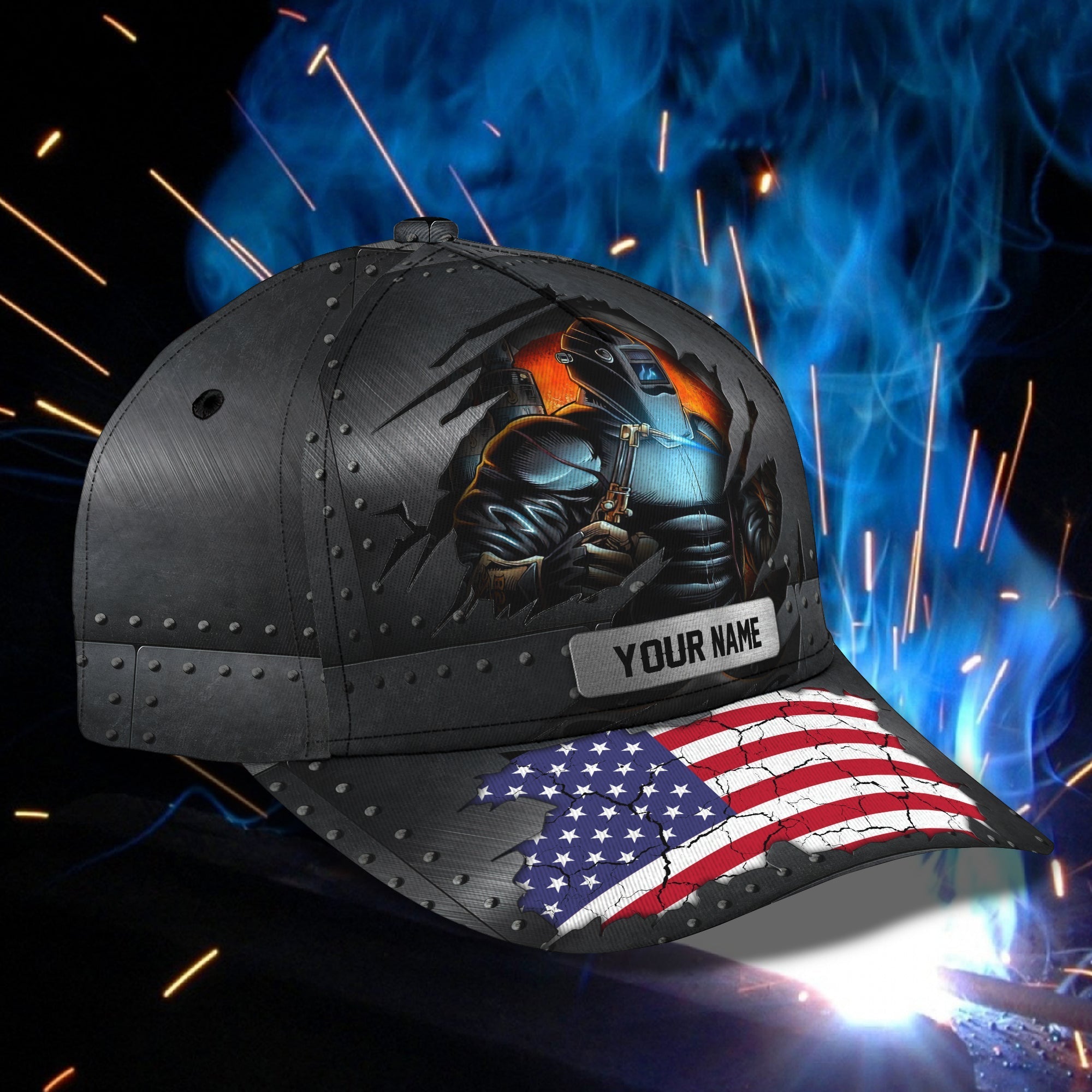Personalized Proud Welder Cap Hat/ Usa Flag Patter Cap Hat For Welder/ Welding Baseball Cap