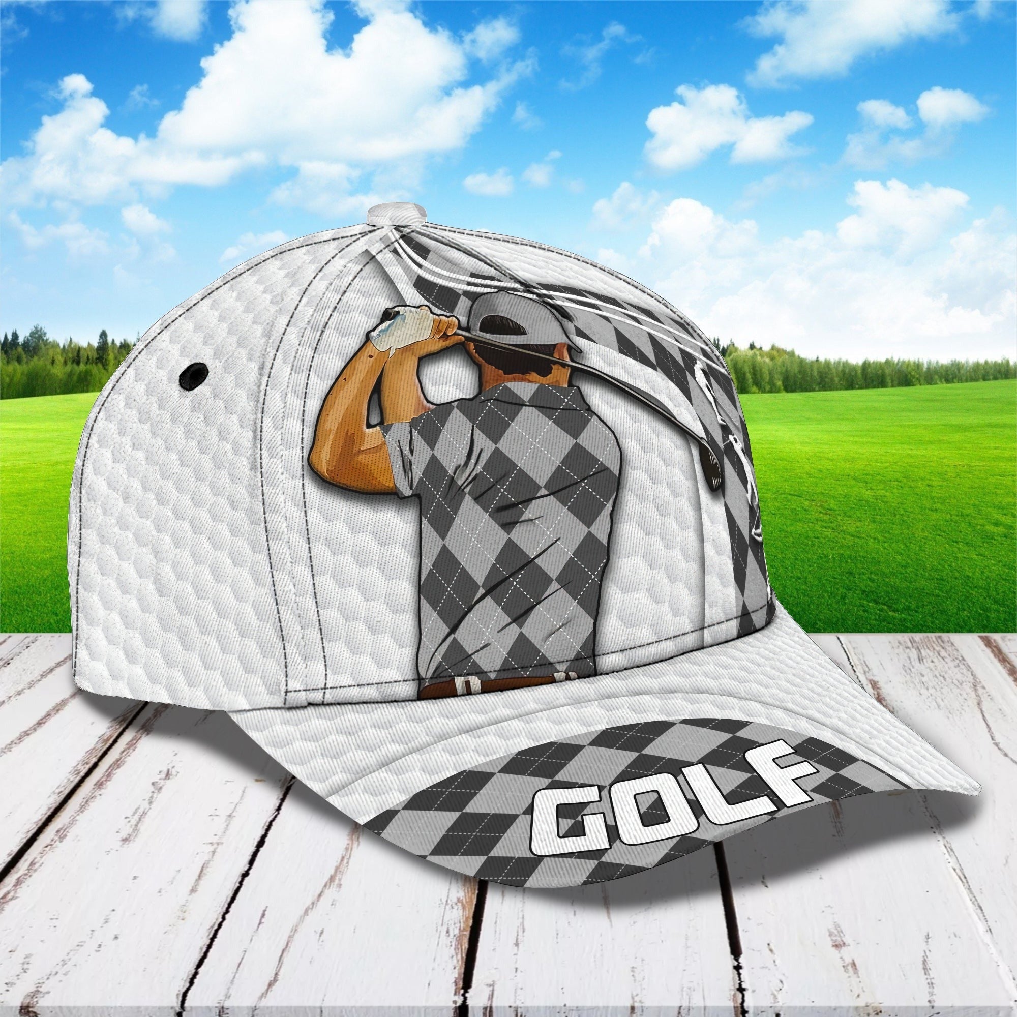 Personalized  Golf Mens Cap Hat Full Printing/ 3D Baseball Cap For Gofler/ Dad Golf Gifts/ Father Day Golfer Gift