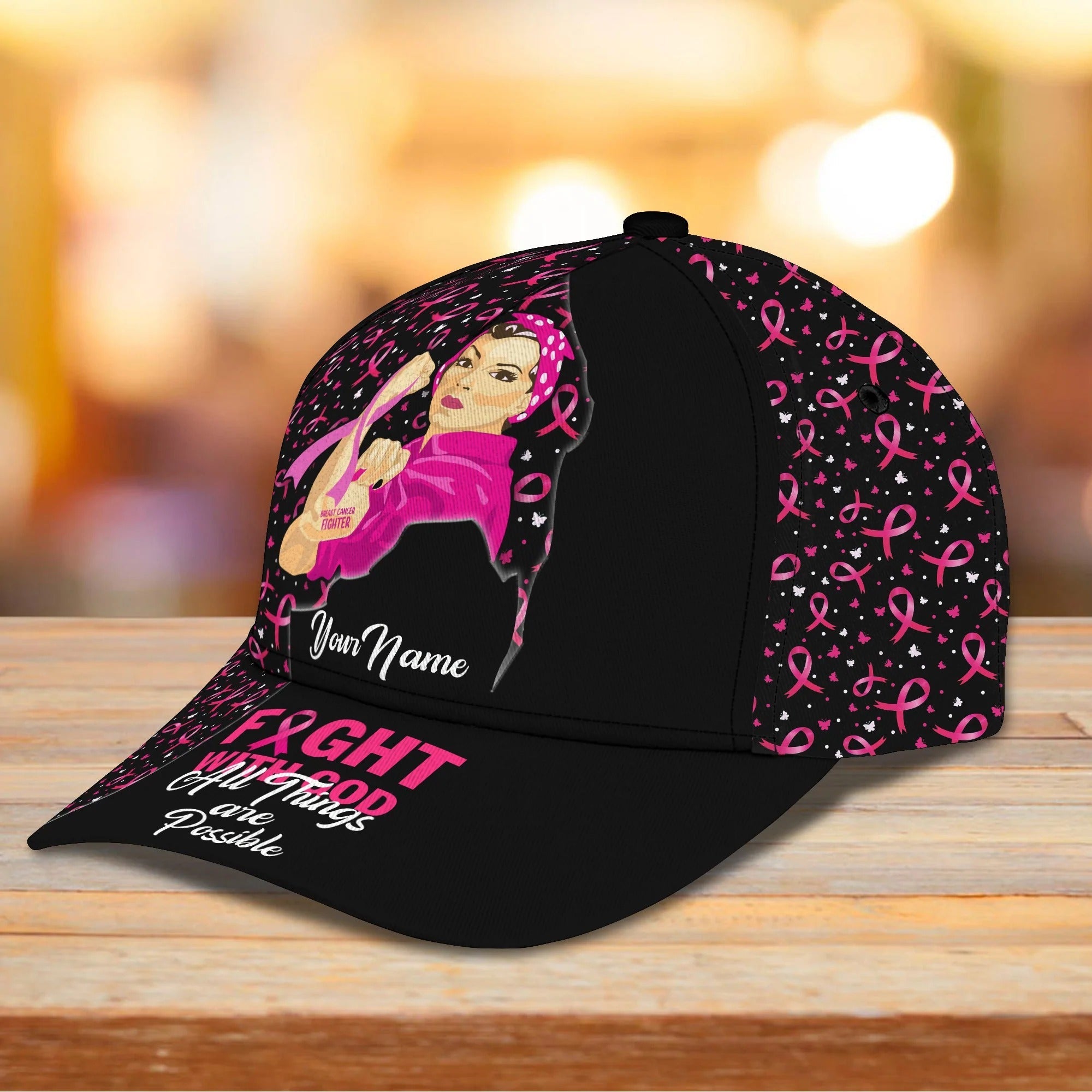 Custom Breast Cancer Awareness Cap Hat/ All Things are Possible/ Gift For Breast Cancer Survivor