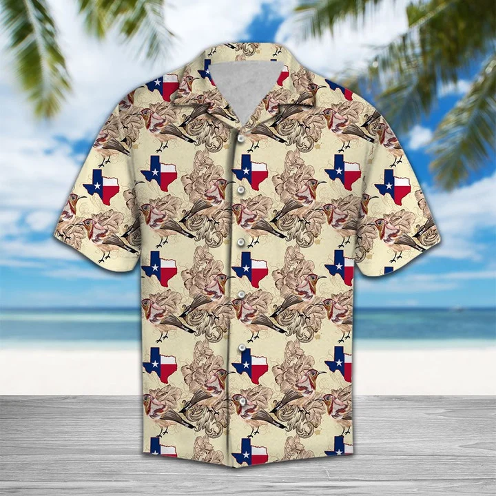 Mockingbird With Texas Map Design Hawaiian Shirt